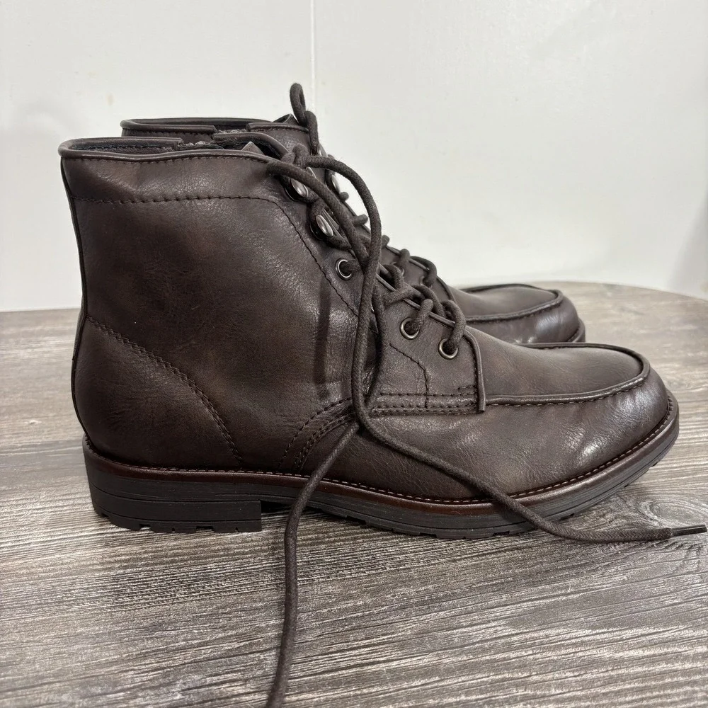 Frye And Co Norman Boots Mens Size 9 Brown Combat Lace Up Ankle Lug Sole Zip